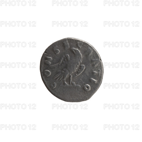Denarius; issuers: Marcus Aurelius (121–180, Roman emperor 161–180) and Lucius Verus (130–169, Roman emperor 161–169); posthumous depiction of Antoninus Pius (86–161, Roman emperor 138–161). Obverse: head of Antoninus Pius without a cap to the right, DIVVS · ANTONINVS around. Reverse: eagle standing right, turning head left, CONSECRATIO around. After 161. Roman Empire (27 BC–476), Rome. Coin; diameter 17.0 mm; weight 3.00 g; axis 180°.