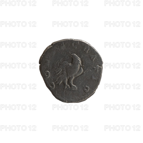 Denarius of Lucius Verus (issuer) and Marcus Aurelius (issuer); posthumous depiction of Antoninus Pius (86–161, Roman emperor 138–161). Obverse: Head of Antoninus Pius without a cap, facing right, inscription DIVVS ANTO. Reverse: Eagle standing right, head turned left, inscription CON ECRATIO around. After 161 CE, Roman Empire (27 BC–476), Rome. Coin: silver denarius, diameter 17.0 mm, weight 2.88 g, axis 0°.
