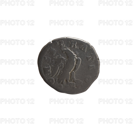 Denarius, after 161 CE. Obverse: head of Antoninus Pius without a covering facing right, inscription DIVVS NTONIN (circumferential). Reverse: eagle stands right, turns head left, inscription ON ECRATIO (circumferential). Issuers: Lucius Verus (130–169, Roman emperor 161–169) and Marcus Aurelius (121–180, Roman emperor 161–180); Antoninus Pius (86–161, Roman emperor 138–161) represented posthumously. Iconography: animals; head of the emperor; eagle. Roman Empire (27 BCE–476 CE), Rome. Coin: silver denarius; diameter 16.5–18.0 mm, weight 3.04 g, axis 0°.