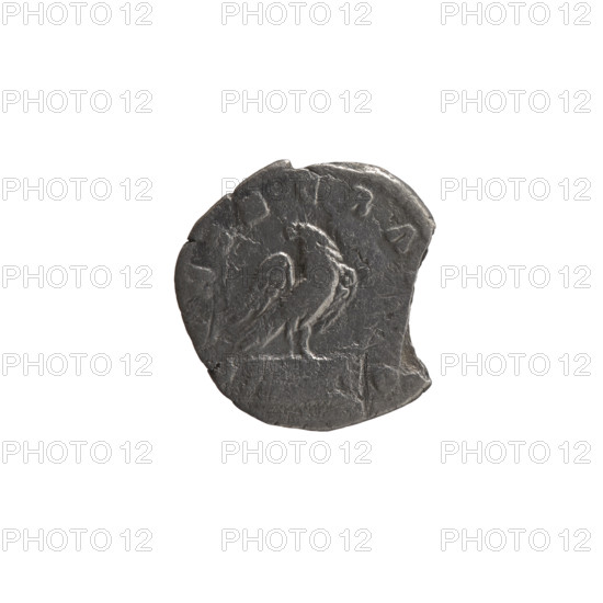 Denarius depicting head of Antoninus Pius (posthumous) on obverse; reverse shows an eagle standing on an altar decorated with a garland. Obverse legend: head of Antoninus Pius without a covering, drapery on left shoulder, facing right, DI; reverse legend: ONSECRA (all around). Issuers: Lucius Verus (130–169), Marcus Aurelius (121–180); dates after 161. Roman Empire, Rome. Coin: silver denarius; diameter 16.5–17.0 mm; weight 2.32 g; axis 180°.