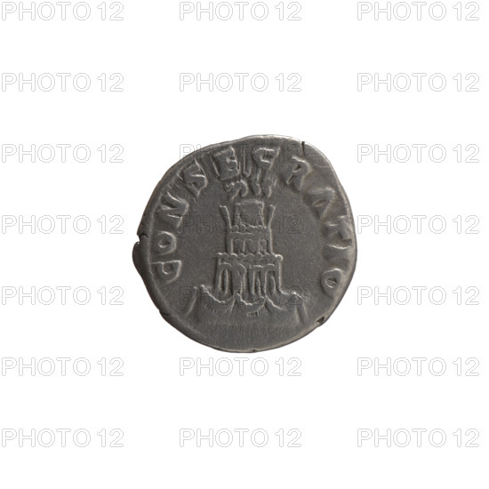Denarius, issuers Lucius Verus (130–169, Roman emperor 161–169) and Marcus Aurelius (121–180, Roman emperor 161–180); posthumous depiction of Antoninus Pius (86–161, Roman emperor 138–161). Obverse: head of Antoninus Pius without a covering, with drapery on the left shoulder, inscription DIVVS ANTONINVS. Reverse: funeral pyre with four tiers, decorated with garlands and statues, with a quadriga on top, inscription CONSECRATIO. Iconography: garlands; Antoninus Pius—head, statues, funeral pyre. Date: after 161. Culture/place: Roman Empire, Rome. Object type: coin (denarius). Dimensions: diameter 17.0–18.0 mm, weight 3.25 g, axis 150°.