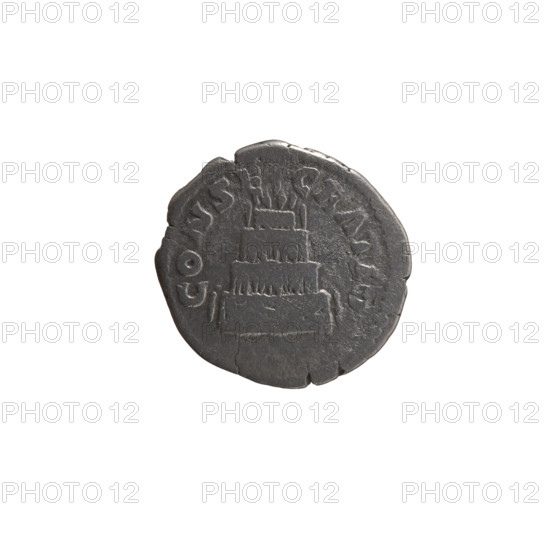 Denarius, Marcus Aurelius (121–180; Roman emperor 161–180) and Lucius Verus (130–169; Roman emperor 161–169), issuers; posthumous depiction of Antoninus Pius (86–161; Roman emperor 138–161). Obverse: Head of Antoninus Pius without a covering facing right, legend DIVVS ANTONINVS. Reverse: Funeral pyre with four tiers, decorated with garlands and statues, with a quadriga on top, legend CONSE CRATIO. After 161 CE, Roman Empire (Rome). Coin; diameter 16.5–17.5 mm, weight 3.02 g, axis 180°.