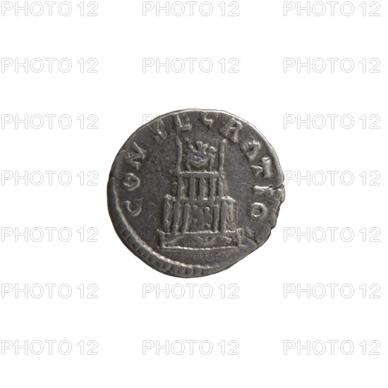 Denarius; obverse: head of Antoninus Pius without a covering facing right, inscription 'DIVVS ANTONINVS'; reverse: funeral pyre with four tiers, decorated with garlands and statues, with a quadriga on top, inscription 'CON SECRATIO'. Issuers: Lucius Verus (130–169) and Marcus Aurelius (121–180); Antoninus Pius (86–161) depicted posthumously. Iconography: garlands, head of the emperor, statues, funeral pyre. Date: after 161 CE, Roman Empire (Rome). Coin (metal): dia. 16.5–18.0 mm, weight 2.95 g, axis 180°.