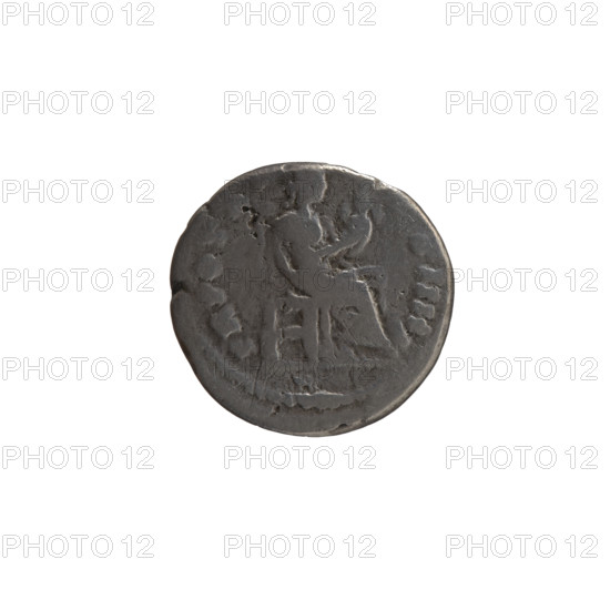 Denarius of Antoninus Pius (86–161; Roman emperor 138–161), 156–157. Obverse: head of the emperor in a laurel wreath to the right, inscribed ANTONINVS AVG - PIVS PP I. Reverse: Annona seated to the right holding a cornucopia (horn of plenty) in both hands; in front of her a modius (container with ears of grain), inscribed TR POT X, S IIII. Roman Empire; Rome. Coin: diameter 16.5–17.0 mm, weight 3.00 g, axis 0°.