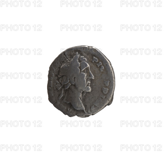 Denarius, Antoninus Pius (86–161; Roman emperor 138–161). Obverse: head of the emperor in a laurel wreath facing right, legend ANTONINVS AVG PIVS PP. Reverse: Annona stands to the right with one leg on the prow of a ship; in her right hand a long rudder resting on a globe, in her left a container with ears of grain (modius); inscription POT X O circumferential. Iconography: Annona, modius, personifications, ships, rudders. Date: 156–158. Culture/place: Roman Empire, Rome. Medium/function: coin (denarius). Measurements: diameter 15.0–16.0 mm, weight 1.85 g, axis 180 degrees.