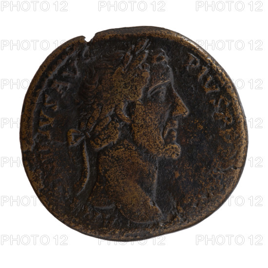 Sestertius, Antoninus Pius (86–161; Roman emperor 138–161), issuer. Obverse: Head of Antoninus Pius in a laurel wreath facing right, legend 'ANTONINVS AVG PIVS PP T I' all around. Reverse: Aequitas standing left, holding scales in his right hand and a cornucopia in his left, fields marked 'S C'. Iconography: Aequitas, cornucopia, scales. Date: 148–149. Roman Empire (27 BC–476), Rome. Coin; diameter 29.5–32.0 mm, weight 26.80 g, axis 345°.