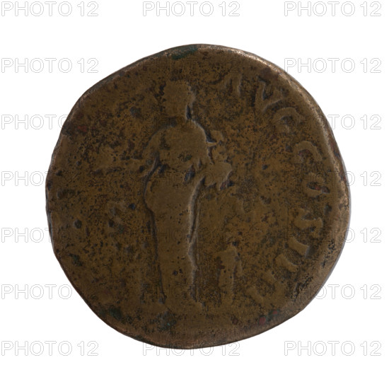 Sestertius of Antoninus Pius (86–161; Roman emperor 138–161). Obverse: Head of Antoninus Pius in a laurel wreath facing right, legend AN · NVS AVG · PIVS. Reverse: Pietas standing left, holding a globe in her outstretched right hand and a child in her left, with two children standing at her sides; legend AVG COS IIII. Attributes/personifications: Pietas, globe, children. Date: 159–161. Place: Rome, Roman Empire. Medium/function: Bronze coin. Diameter: 30.0 mm. Weight: 22.40 g. Axis: 0°.