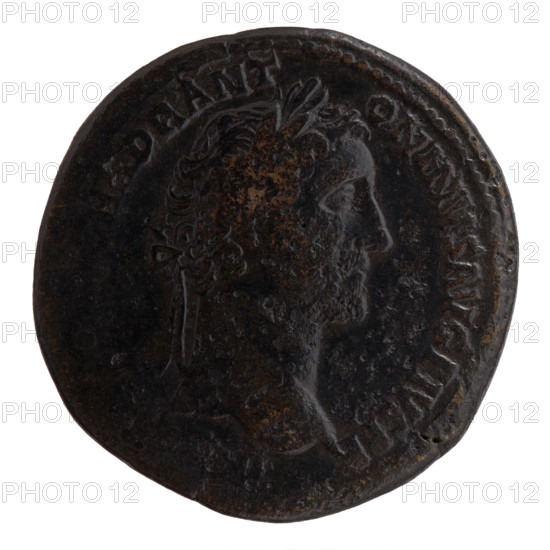 Sestertius of Antoninus Pius (86–161; Roman emperor 138–161). Obverse: Head of Antoninus Pius in a laurel wreath facing right; legend: CAE HADR ANT - ONINVS AVG PIVS PP. Reverse: Fortuna standing right, holding a long rudder resting on a globe in her right hand and a cornucopia in her left; legend: TR POT X, - COS IIII; mintmark SC in the fields. Date: 151–152. Roman Empire, Rome. Coin. Diameter ca. 32.5–33.5 mm; weight 24.60 g; axis 180°.