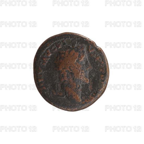 Antoninus Pius (86–161; Roman emperor 138–161), issuer. Obverse: Head of Antoninus Pius in a laurel wreath facing right, inscription NINVS AVG PI-VS PP TR. Reverse: Annona (personification) standing right, holding two ears of corn in her right hand and a cornucopia in her left; on the ground at left a container (modius) and at right the stern of a ship, inscription AN NO-NA AVG; fields marked SC. Iconography: ears of corn, Annona, modius, ships, personifications. Date: 140–144. Roman Empire, Rome. Coin. Diameter 25.0–26.5 mm; weight 10.30 g; axis 180°.