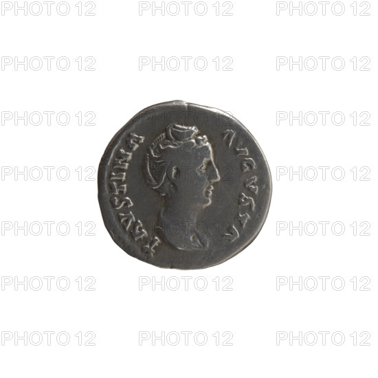 Denarius, Antoninus Pius (86–161; Roman emperor 138–161), issuer; Faustina the Elder (98–141; Roman empress 138–141); personifications; iconography of Faustina the Elder and Concordia. Obverse: bust of Faustina I in drapery facing right, legend FAVSTINA · AVGVSTA. Reverse: Concordia standing left, holding a patera in her outstretched right hand and a double cornucopia in her left, legend CONCOR·DIA·AVG. Date: 139–141. Roman Empire (27 BC–476), Rome. Coin: silver denarius; diameter 17.0–17.5 mm; weight 3.10 g; axis 180°.