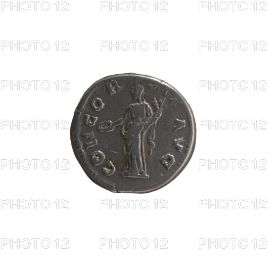 Denarius of Antoninus Pius (86–161; Roman emperor 138–161). Obverse: Bust of Faustina I in drapery facing right, inscription FAVSTINA · AVGVSTA. Reverse: Concordia standing left, holding a patera in her outstretched right hand and a double cornucopia in her left, inscription CONCOR · DIA · AVG. Date: 139–141. Roman Empire, Rome. Coin; diameter 17.0–17.5 mm, weight 3.10 g, axis 180°.