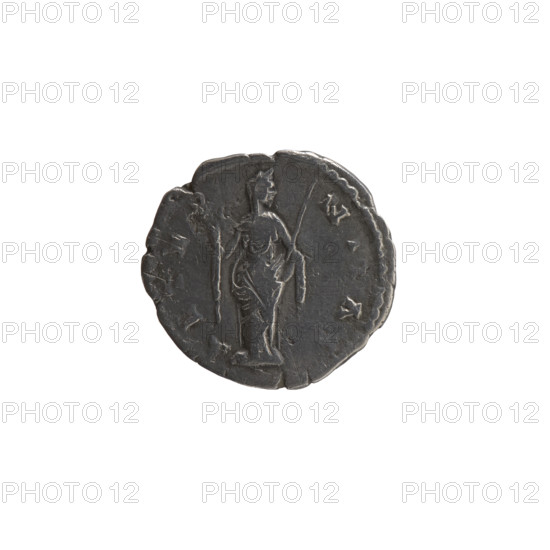 Denarius, after 141 CE. Obverse: Bust of Faustina I in drapery facing right, inscription DIVA AVG · FAVSTINA. Reverse: Female deity (Venus? Juno?) stands frontally with head turned right, holding a long scepter in left hand and revealing her veil with right hand, inscription AETER·N·A. Roman Empire; Rome. Maker/issuer: Antoninus Pius (emperor 138–161) issuing for Faustina the Elder (posthumously). Silver coin; diameter 17.0–18.0 mm; weight 2.50 g; axis 180°.