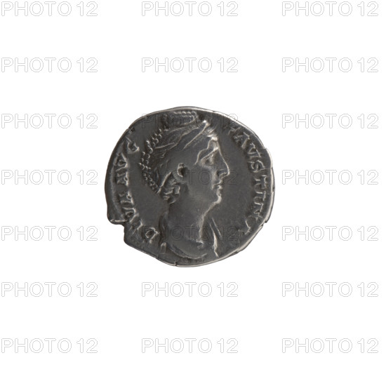 Denarius, Faustina the Elder (98–141; Roman empress 138–141) (posthumous); issuer: Antoninus Pius (86–161; Roman emperor 138–161). Obverse: bust of Faustina I in drapery facing right, inscription DIVA AVG • FAVSTINA. Reverse: Pietas veiled, standing left, right hand pouring incense on a burning candelabrum, left hand holding an incense container, inscription PIETAS • AVG. After 141, Roman Empire (27 BC–476), Rome. Coin; diameter 16.0–17.0 mm; weight 3.30 g; axis 180°.