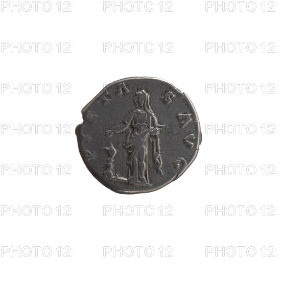 Denarius, Faustina the Elder (98–141; Roman empress 138–141) (posthumous); issuer: Antoninus Pius (86–161; Roman emperor 138–161). Obverse: Bust of Faustina I in drapery facing right, legend DIVA AVG • FAVSTINA. Reverse: Pietas veiled, standing left, pouring incense on a burning candelabrum with right hand and holding an incense container in left, legend PIETA • S AVG. After 141, Roman Empire (27 BC–476), Rome. Coin; diameter 16.0–17.0 mm, weight 3.30 g, axis 180°.