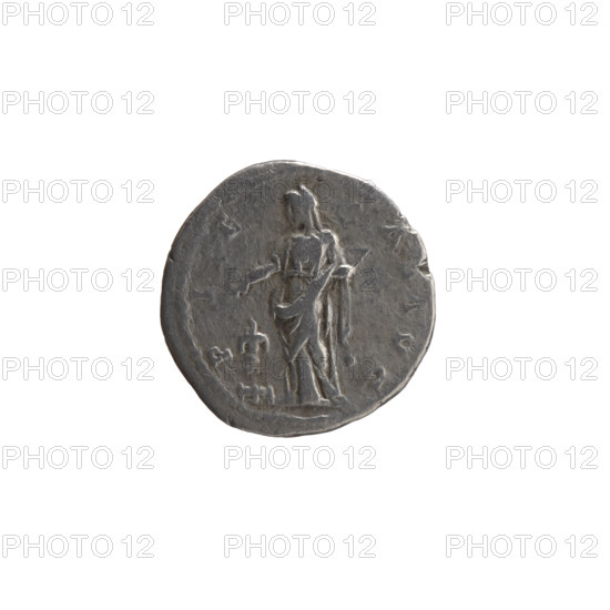 denarius, Faustina the Elder (98–141; Roman empress 138–141) (posthumous), Antoninus Pius (86–161; Roman emperor 138–161) (issuer); obverse: bust of Faustina I in drapery facing right, inscription DIVA AVG FAVSTINA; reverse: Pietas veiled, standing left, pouring incense on a burning candelabrum with right hand and holding an incense container in left, inscription P I E- AS AVG; after 141, Roman Empire (27 BC–476), Rome; coin; diameter 17.5 mm; weight 2.55 g; axis 180°