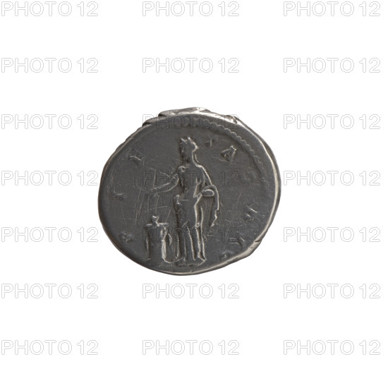 Denarius, Antoninus Pius (86–161; Roman emperor 138–161), issuer; Faustina the Elder (98–141; Roman empress 138–141), depicted posthumously. Obverse: Bust of Faustina I in drapery facing right, inscription DIVA AVG · FAV · TINA around. Reverse: Pietas in a veil stands facing left, pouring incense on a burning altar with her right hand and holding an incense container in her left; inscription P·IE·TAS·AV around. After 141. Roman Empire (27 BC–476), Rome. Coin: diameter 16.5–18.5 mm, weight 3.15 g, axis 195°.