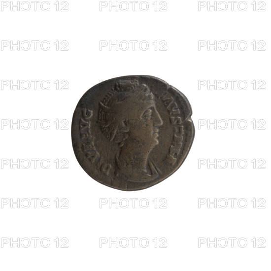 Denarius, posthumous issue for Faustina the Elder (98–141; Roman empress 138–141) and Antoninus Pius (86–161; Roman emperor 138–161), after 141. Obverse: Bust of Faustina I draped, facing right, inscription DIVA AVG - FAVSTINA. Reverse: Pietas veiled, standing left, pouring incense on a burning altar with right hand and holding an incense container in left; inscription P IE - TAS AVG. Roman Empire (27 BC–476). Coin; diameter 16.5–17.5 mm, weight 2.94 g, axis 195°.