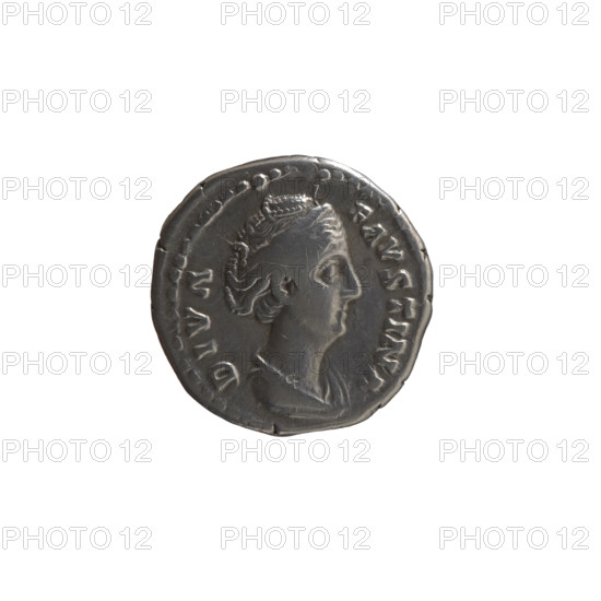 Denarius, posthumous issue for Faustina the Elder (98–141; Roman empress 138–141). Obverse: Bust of Faustina I in drapery facing right, inscription 'DIVA FAVSTINA'. Reverse: Ceres standing left, right hand raised, holding a long torch in the left, inscription 'AVGVSTA'. Issued under Antoninus Pius (86–161; Roman emperor 138–161), after 141. Roman Empire, Rome. Coin: diameter 16.5–18.0 mm, weight 3.75 g, axis 180°.