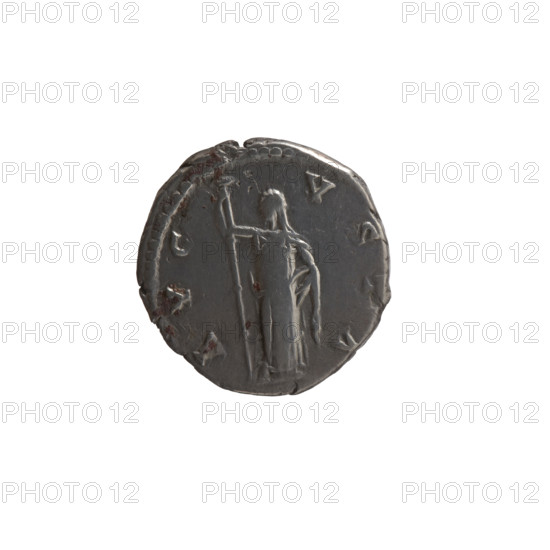 Denarius, posthumous issue of Faustina the Elder (98–141; Roman empress 138–141); issuer Antoninus Pius (86–161; Roman emperor 138–161). Obverse: bust of Faustina I in drapery facing right, inscription DIVA • FAVSTINA. Reverse: Ceres standing left, holding a long torch in her right hand and raising the hem of her robe with her left, inscription AVGVSTA. Date: 141, Rome, Roman Empire. Coin; diameter 17.0–17.5 mm, weight 3.40 g, axis 0°.