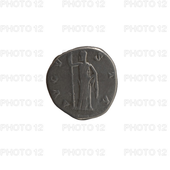 Denarius, Faustina the Elder (98–141; Roman empress 138–141) posthumous issue for Antoninus Pius (86–161; Roman emperor 138–161), issuer Antoninus Pius. Obverse: Bust of Faustina I in drapery facing right, inscription 'A·FAVSTINA'. Reverse: Ceres standing left, holding a long torch in her right hand and lifting the hem of her robe with her left, inscription 'A·VGVSTA'. After 141, Roman Empire (27 BC–476), Rome. Coin; diameters 16.0 mm and 18.5 mm, weight 3.05 g, axis 15°.