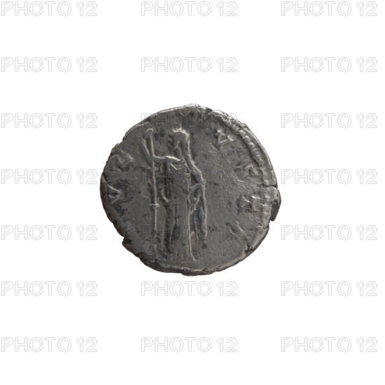 Denarius, posthumous issue for Faustina the Elder (98–141; Roman empress 138–141), issuer Antoninus Pius (86–161; Roman emperor 138–161). Obverse: bust of Faustina I in drapery facing right, legend 'DIVA • FAVSTINA'. Reverse: Ceres standing left, holding a long torch in her right hand and lifting the hem of her robe with her left, legend 'VG•VSTA'. After 141 CE, Roman Empire (27 BC–476), Rome. Coin; diameter 16.5–18.0 mm, weight 2.90 g, axis 180°.