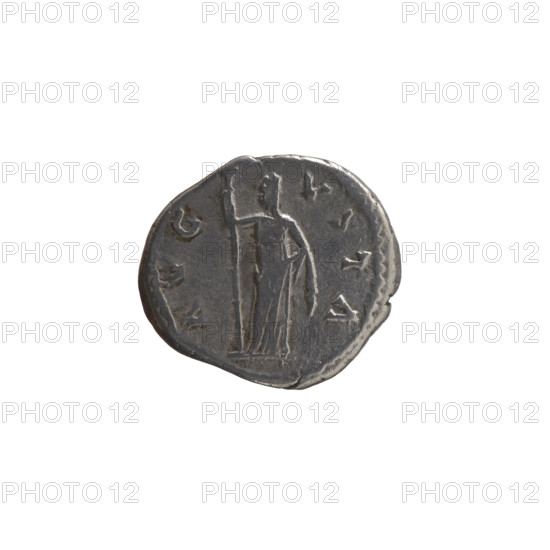 Denarius, Faustina the Elder (98–141; Roman empress 138–141) (posthumous), issuer Antoninus Pius (86–161; Roman emperor 138–161). Obverse: Bust of Faustina I in drapery facing right, legend DIVA · FAVSTINA. Reverse: Ceres standing left, holding a long torch in her right hand, raising the hem of her robe with her left, legend A VG · VSTA. After 141, Roman Empire (27 BC–476), Rome. Coin; diameters 16.5 mm and 18.5 mm, weight 3.22 g, axis 180°.