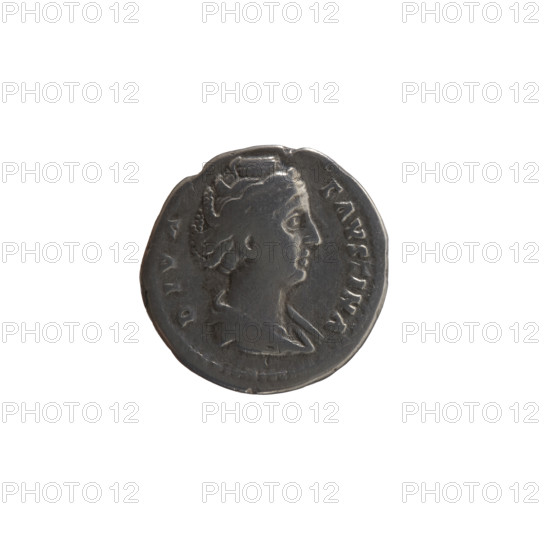 Denarius, Faustina the Elder (98–141; Roman empress 138–141) (posthumous); issuer: Antoninus Pius (86–161; Roman emperor 138–161). Obverse: Bust of Faustina I in drapery facing right, legend DIVA · FAVSTINA. Reverse: Ceres in a veil stands left, in her outstretched right hand she holds ears of corn, in her left hand a long torch; marks A · - GV - · A circumferential. Iconography: Roman deities, Ceres; ears of corn; torches; Faustina the Elder — iconography. After 141. Roman Empire (27 BC–476), Rome. Coin; diameter 17.0 mm; weight 3.40 g; axis 195°.
