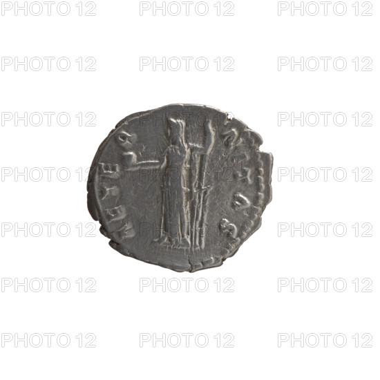 Denarius, posthumous issue for Faustina the Elder (98–141; Roman empress 138–141); issuer Antoninus Pius (86–161; Roman emperor 138–161). Obverse: bust of Faustina I draped and veiled, facing right, legend DIVA FAVSTINA circumferential. Reverse: Fortuna veiled, standing left, holding a globe in her outstretched right hand and a rudder in her left, legend AETER·NITAS (AETER-NITAS) circumferential. After 141 CE, Roman Empire (27 BCE–476 CE), Rome. Coin: diameter 17.0–19.0 mm, weight 3.20 g, axis 180°.
