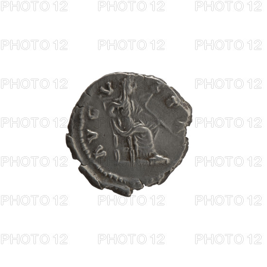 Denarius, Faustina the Elder (98–141; Roman empress 138–141) (posthumously), issuer: Antoninus Pius (86–161; Roman emperor 138–161). Obverse: Bust of Faustina I in drapery facing right, inscription DIV AV - STINA around. Reverse: Juno in a veil seated facing right, holding a scepter in her left hand, her right hand on the back of the seat, inscription AVG V - TA circumferential. Iconography: Roman deities; scepters. Date: after 141, Rome, Roman Empire (27 BC–476). Coin; diameter 17.5–18.5 mm, weight 2.85 g, axis 0°.
