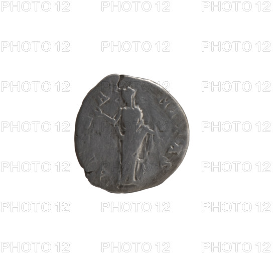 Denarius, posthumous issue of Faustina the Elder (98–141; Roman empress 138–141), issuer Antoninus Pius (86–161; Roman emperor 138–161). Obverse: Bust of Faustina I in drapery facing right, legend DIVA · FAV[T]INA (around). Reverse: Juno veiled, standing frontally, head turned left, right hand raised holding a long scepter, legend A[E]R·NITAS (around). Roman deities; scepters; iconography of Faustina the Elder. After 141 CE, Roman Empire (27 BC–476). Coin (Rome): diameter 16.0 mm, weight 2.62 g, axis 180°.