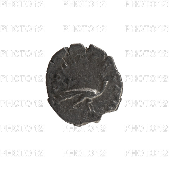 Denarius, posthumous issue for Faustina the Elder (98–141; Roman empress 138–141), issued under Antoninus Pius (86–161; Roman emperor 138–161). Obverse: Bust of Faustina I in drapery, facing right, inscription VA FAV—S, NA around. Reverse: Peacock walking right, head turned left, inscription CONS, CR—ATIO around. Iconography: animals, peacocks. Date: after 141. Culture: Roman Empire (27 BC–476). Place: Rome. Object type: coin (denarius). Dimensions: diameter 18.0–18.5 mm; weight 2.90 g; axis 180°.
