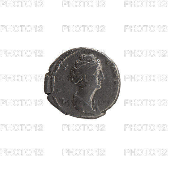 Denarius, Faustina the Elder (98–141; Roman empress 138–141) (posthumous), issuer Antoninus Pius (86–161; Roman emperor 138–161). Obverse: Bust of Faustina I in drapery facing right, inscription DIVA · FAV. Reverse: Pietas standing left, right hand raised above an altar, left hand on hip; inscription A V · - V · A (circumferential). After 141 CE, Roman Empire (27 BC–476), Rome. Coin: silver, diameter 16.0–17.0 mm, weight 3.40 g, axis 180°.