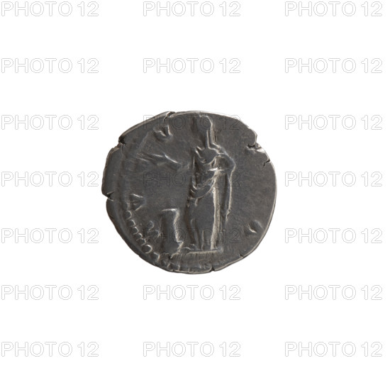 Denarius, posthumous issue for Faustina the Elder (98–141; Roman empress 138–141), issuer Antoninus Pius (86–161; Roman emperor 138–161). Obverse: Bust of Faustina I in drapery facing right, inscription DIVA FAV. Reverse: Pietas standing left, right hand raised above an altar, left hand on hip; inscription A V - V - A circumferential. After 141, Roman Empire (27 BC–476), Rome. Coin: diameter 16.0–17.0 mm, weight 3.40 g, axis 180°.