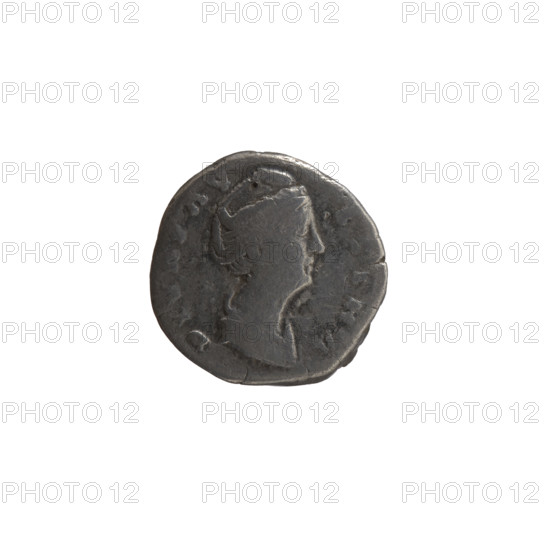 Denarius, Faustina the Elder (98–141; Roman empress 138–141) (posthumous), Antoninus Pius (86–161; Roman emperor 138–161) (issuer). Bust of Faustina I in drapery facing right, inscription DIVA FAVSTINA around; reverse: Pietas standing left, right hand raised above an altar, left hand on hip, inscription PIA V— (circumferential). After 141, Roman Empire (27 BC–476), Rome. Coin: silver; diameter 16.0 mm; weight 3.15 g; axis 180°.