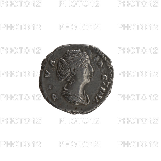 Denarius, Faustina the Elder (98–141; Roman empress 138–141) (posthumous), Antoninus Pius (86–161; Roman emperor 138–161) (issuer). Obverse: Bust of Faustina I in drapery facing right, inscription D IVA – FA STINA. Reverse: Providentia stands left, holds a globe in her outstretched right hand and a windblown veil, inscription AETE R – NITAS. After 141, Roman Empire (27 BC–476), Rome. Coin; diameter 16.5 mm and 18.0 mm, weight 3.00 g, axis 180 degrees. Icons/personifications: Providentia; veils; globe; Faustina the Elder iconography.