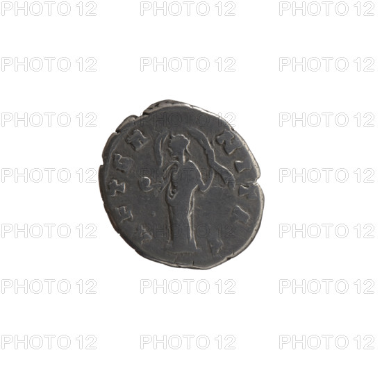 Denarius, Faustina the Elder (98–141; Roman empress 138–141) (posthumous); issuer: Antoninus Pius (86–161; Roman emperor 138–161). Obverse: Bust of Faustina I in drapery facing right, inscription DIVA FAV - STI (all around). Reverse: Providentia standing left, holding a globe in her outstretched right hand and a windblown veil, inscription AETER - NITA S (all around). Personifications; iconography: globe (attribute), veils. After 141, Rome, Roman Empire (27 BC–476). Coin; diameter 16.0–18.0 mm; weight 3.15 g; axis 180 degrees.