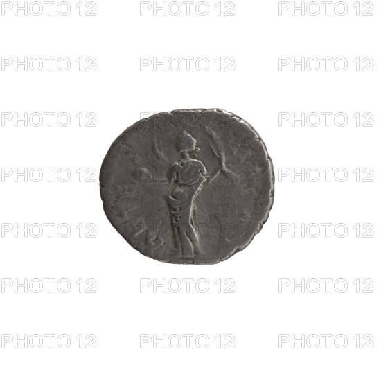 Denarius, posthumous issue for Faustina the Elder (98–141; Roman empress 138–141). Obverse: Bust of Faustina I in drapery facing right, inscription A FAV·STINA around. Reverse: Providentia standing left, holding a globe in her outstretched right hand and a windblown veil in her left, inscription AETER·AS around. Issuer: Antoninus Pius (86–161; Roman emperor 138–161). Personifications; iconography of Faustina the Elder. After 141, Roman Empire (27 BC–476), Rome. Coin; diameter 18.0–18.5 mm, weight 2.60 g, axis 180°.