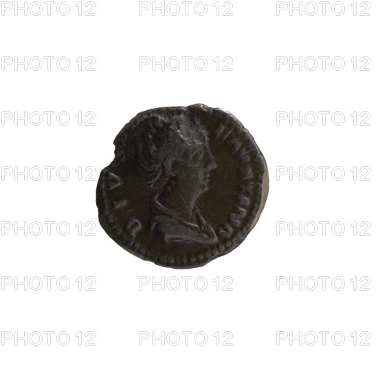 Denarius, posthumous issue for Faustina the Elder (98–141; Roman empress 138–141); issuer Antoninus Pius (86–161; Roman emperor 138–161). Obverse: Bust of Faustina I draped, facing right, inscription 'DIV FAVSTINA' around. Reverse: Providentia standing left, holds a globe in her outstretched right hand and a windblown veil in her left, inscription 'PROVIDENTIA' (or part-inscription '-NITAS') around. After 141, Roman Empire (27 BC–476), Rome. Coin; diameter c.16.5–17.5 mm, weight 2.40 g, axis 180°.