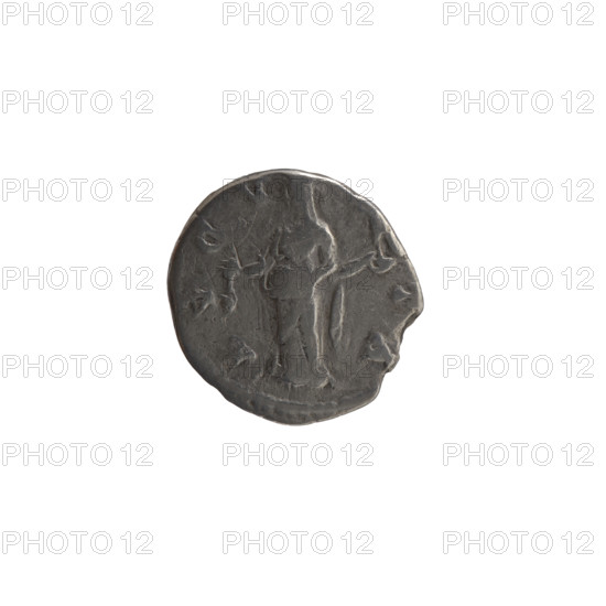 Denarius, posthumous issue for Faustina the Elder (98–141; Roman empress 138–141). Obverse: Bust of Faustina I draped, facing right, inscription DIVA FAUSTINA. Reverse: Vesta standing left, holding a ladle (simpulum) in her right hand and a statuette of Athena (palladium) in her left, inscription A VGVSTA. Issuer: Antoninus Pius (86–161; Roman emperor 138–161). After 141 CE, Roman Empire, Rome. Coin; diameter 15.5–16.0 mm, weight 2.70 g, axis 0°.