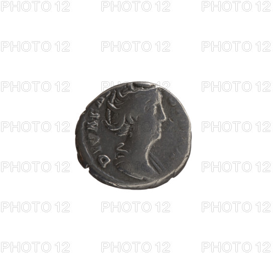 Denarius, Faustina the Elder (98–141; Roman empress 138–141) (posthumous), Antoninus Pius (86–161; Roman emperor 138–161) (issuer). Draped bust of Faustina I facing right, inscription DIVA FA...; reverse: Pietas standing left, holding an incense container in her left hand, raising her right hand above an altar, inscriptions A VG... After 141, Roman Empire (27 BC–476), Rome. Coin; diameter 15.0–16.5 mm, weight 2.65 g, axis 180°.