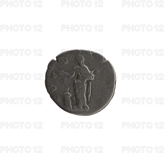 Denarius, Faustina the Elder (98–141; Roman empress 138–141) (posthumous); issuer: Antoninus Pius (86–161; Roman emperor 138–161). Obverse: Draped bust of Faustina I facing right, inscription DIVA FA…; Reverse: Pietas standing left, holding an incense container in his left hand, raising his right hand above an altar, inscription A·VG·V…; after 141, Roman Empire (27 BC–476), Rome. Coin; diameter 15.0–16.5 mm, weight 2.65 g, axis 180°.