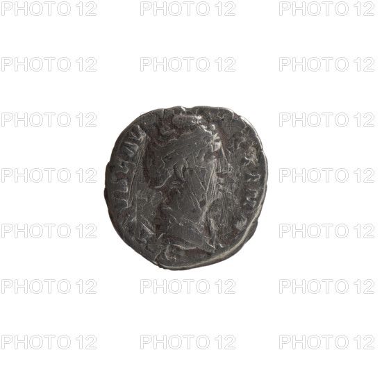 Denarius, Faustina the Elder (98–141; Roman empress 138–141) (posthumous issue); issuer: Antoninus Pius (86–161; Roman emperor 138–161). Obverse: Bust of Faustina I draped, facing right, legend DIVA FAVINA. Reverse: Vesta seated left, holding a scepter in her left hand and a patera in her right, legend A VGV[S]. After 141, Roman Empire (27 BC–476), Rome. Coin; diameter 16.5–17.5 mm, weight 3.00 g, axis 180°.