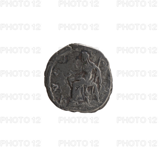 Denarius, posthumous issue for Faustina the Elder (98–141; Roman empress 138–141), struck under Antoninus Pius (86–161; Roman emperor 138–161), issuer Antoninus Pius. Obverse: Bust of Faustina I in drapery facing right, legend DIVA FAVINA (DIVA FAV- INA around). Reverse: Vesta seated left, holding a scepter in her left hand and a patera in her right, legend A VGV S (circumferential). After 141 CE, Roman Empire (27 BCE–476 CE), Rome. Coin; diameter 16.5–17.5 mm, weight 3.00 g, axis 180°.