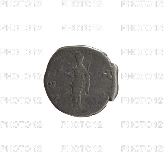 Denarius, Faustina the Elder (98–141; Roman empress 138–141) (posthumous), issuer: Antoninus Pius (86–161; Roman emperor 138–161). Obverse: Bust of Faustina I in drapery facing right, legend D IVA - FAVSTINA around. Reverse: Vesta standing left, holding a statuette of Athena (palladion) in her outstretched right hand and a scepter in her left, legend VE - TA around. Iconography: Roman deities; Faustina the Elder—iconography; Vesta (mythology); palladium (attribute); scepters. Date: after 141, Roman Empire (27 BC–476), Rome. Medium: silver coin (denarius). Dimensions: diameter 16.5–18.0 mm, weight 3.00 g, axis 180 degrees.