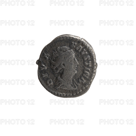 denarius, Faustina the Elder (98–141; Roman empress 138–141) (posthumous), issuer: Antoninus Pius (86–161; Roman emperor 138–161); bust of Faustina I in drapery facing right, inscription D IVA - FAVSTINA; reverse: Vesta standing left, holding a statuette of Athena (palladion) in her outstretched right hand and a scepter in her left, inscription V E - S - TA circumferential; iconography: Roman deities, palladium (attribute), scepters; after 141, Roman Empire (27 BC–476), Rome; coin (denarius): diameter 17.0–18.0 mm, weight 3.22 g, axis 180°.