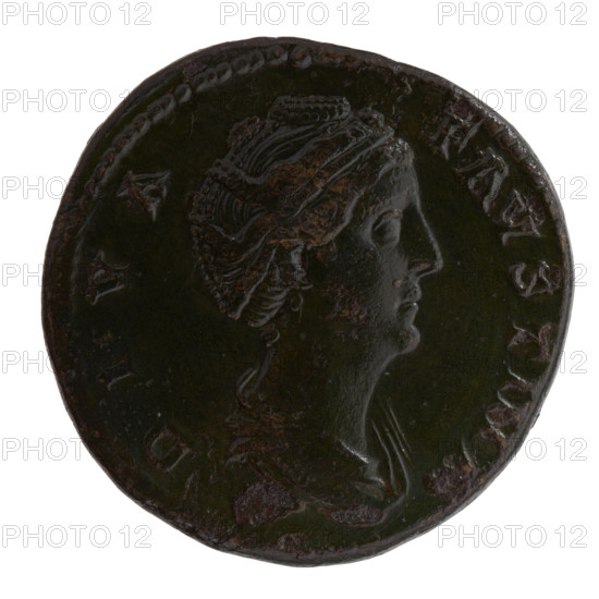 Sestertius, Faustina the Elder (98–141; Roman empress 138–141) (posthumously), issuer Antoninus Pius (86–161; Roman emperor 138–161). Obverse: Bust of Faustina I in drapery facing right, inscription D IVA - FAVSTINA around. Reverse: Ceres stands frontally, head turned left; in her raised right hand a short torch, in her lowered left hand ears of corn, inscription A VGV - STA around, in S C fields. After 141; Roman Empire (27 BC–476), Rome. Coin: diameter 30.5–31.0 mm, weight 27.90 g, axis 15°.