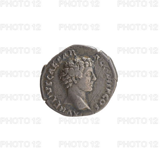 Denarius; obverse: head of Antoninus Pius with laurel wreath to right, inscription 'ANTONINVS AVG PIVS - PP TR P COS III'; reverse: head of young Marcus Aurelius without covering to right, inscription 'AVRELIVS CAESAR - A, PII F COS'; attributed to Antoninus Pius (86–161, Roman emperor 138–161) and Marcus Aurelius (121–180, Roman emperor 161–180; caesar 139–161); iconography; heads (portraits); circa 140 CE, Roman Empire, Rome; coin; diameter 16.0–18.0 mm; weight 2.90 g; axis 30°.