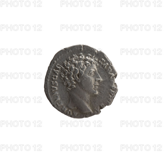 Denarius; obverse: head of young Marcus Aurelius bare, facing right, inscription 'AVRELIVS CAE - SAR A, GP, IFC' around; reverse: Iuventas (personification) standing left, pours incense on a candelabrum with his right hand and holds a patera in his left, inscription 'IVVEN - TAS' around. Issuer: Antoninus Pius (86–161, Roman emperor 138–161); Marcus Aurelius (121–180, Roman emperor 161–180; caesar 139–161; heir to the throne 138–161) — iconography: incense, patera, candelabra, Iuventas. Date: ca. 140–144. Roman Empire, Rome. Coin; silver; weight 3.25 g; diameters 17.0–17.5 mm; axis 15°.