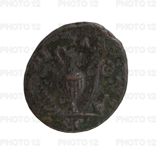 As/dupondius, Marcus Aurelius (121–180; Roman emperor 161–180), (caesar 139–161); Antoninus Pius (86–161; Roman emperor 138–161), issuer. Obverse: Head of young Marcus Aurelius without a cover to the right, inscription RELIVS CAE - SAR AVG PII F around. Reverse: Sacred utensils from the left: knife (secespita), sprinkler (aspergillum), jug (capis), crosier (lituus) and dipper (simpulum), inscription PIE - TAS - AVG around, in section SC. Date: 140–144. Roman Empire (27 BC–476), Rome. Coin (dupondius): diameter 24.5–28.0 mm, weight 10.35 g, axis 165°.
