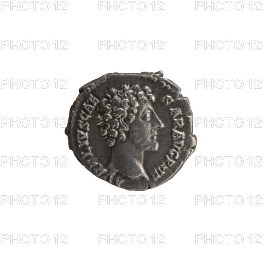 Denarius, Marcus Aurelius (121–180; Roman emperor 161–180), caesar 139–161; issuer: Antoninus Pius (86–161; Roman emperor 138–161). Obverse: Head of young Marcus Aurelius without a cap to the right, legend 'AVRELIVS CAE SAR AVG PII F' all around. Reverse: Honos (personification) stands left, holding a branch in his right hand and a cornucopia in his left. Legend and mintmarks around. Date: ca. 145–147. Rome, Roman Empire. Coin; diameter 17.0–18.5 mm, weight 2.92 g, axis 180°.